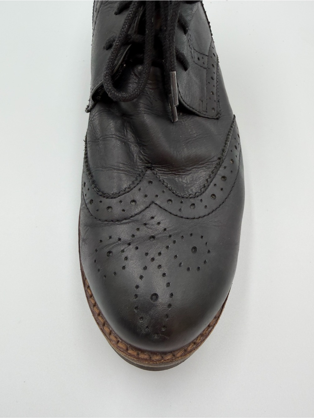 Caprice Leather Wingtip Brogue Boots US 9 EU 40 Dark Academia - Picture 9 of 13